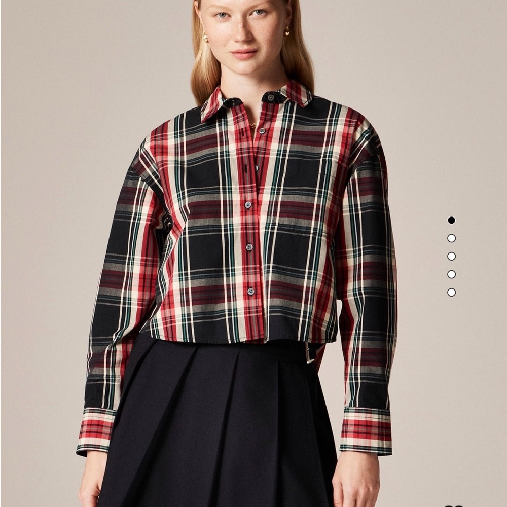 NWT J. Crew Cropped Tartan Plaid Button-Down Shirt